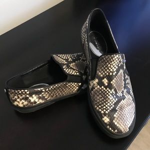 Michael Kors Snakeskin Leather Slip On Sneakers